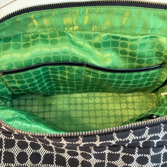 Kate Spade New York Stevie Satchel Black Cream Stripe Designer Handbag - Picture 9 of 12